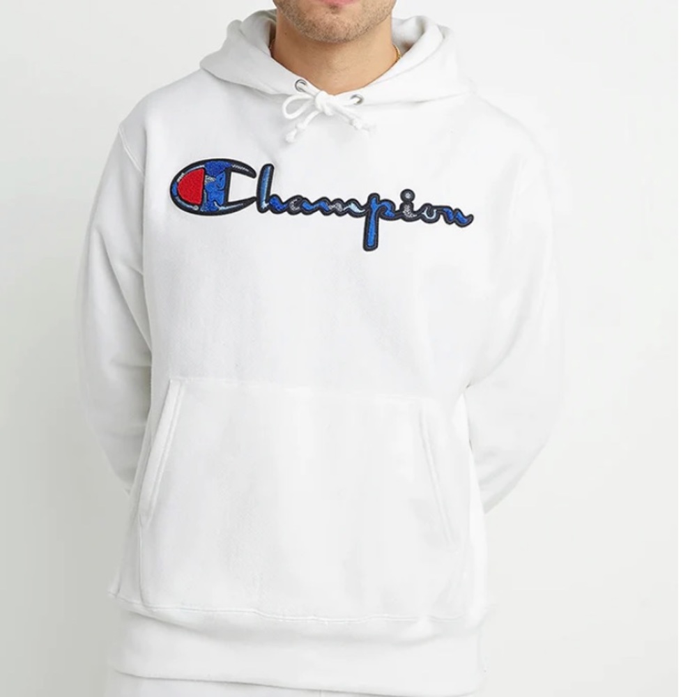 Champion Reverse Weave Hoodie Script Logo Applique - White